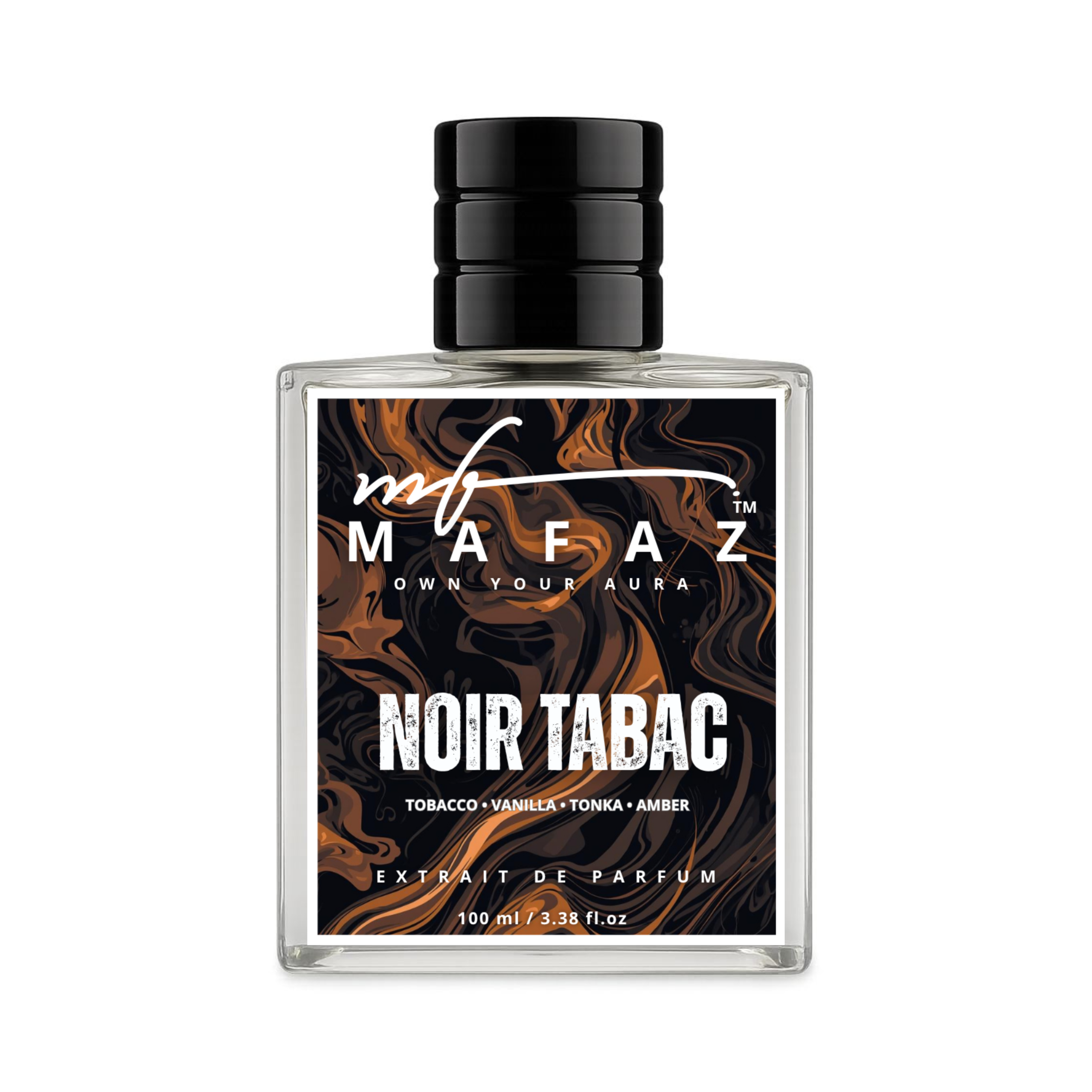 MAFAZ Noir Tabac 100 — The Dark Side of Sweet Mafaz Noir Tabac Tobacco Vanilla Perfume Bottle