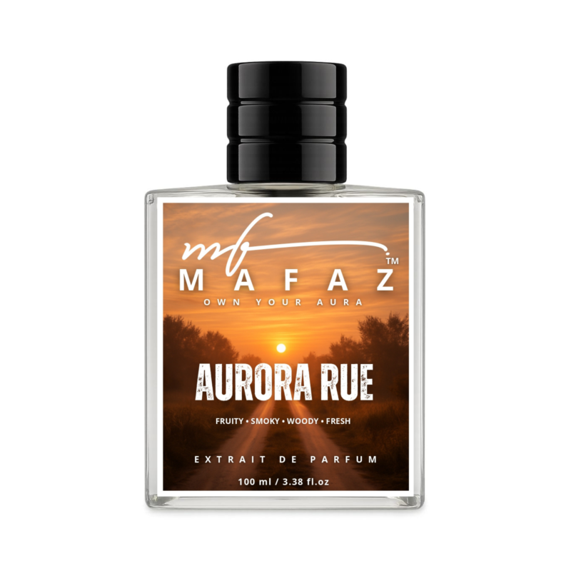 Mafaz Aurora Rue Fresh Smoky Woody Extrait Perfume Bottle